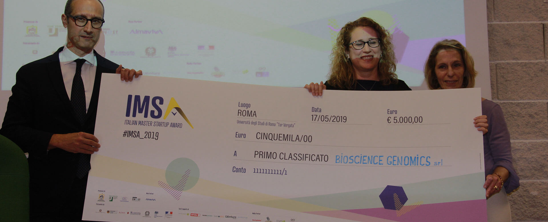 Bioscience Genomics wins the Italian Master Startup Award 2019
